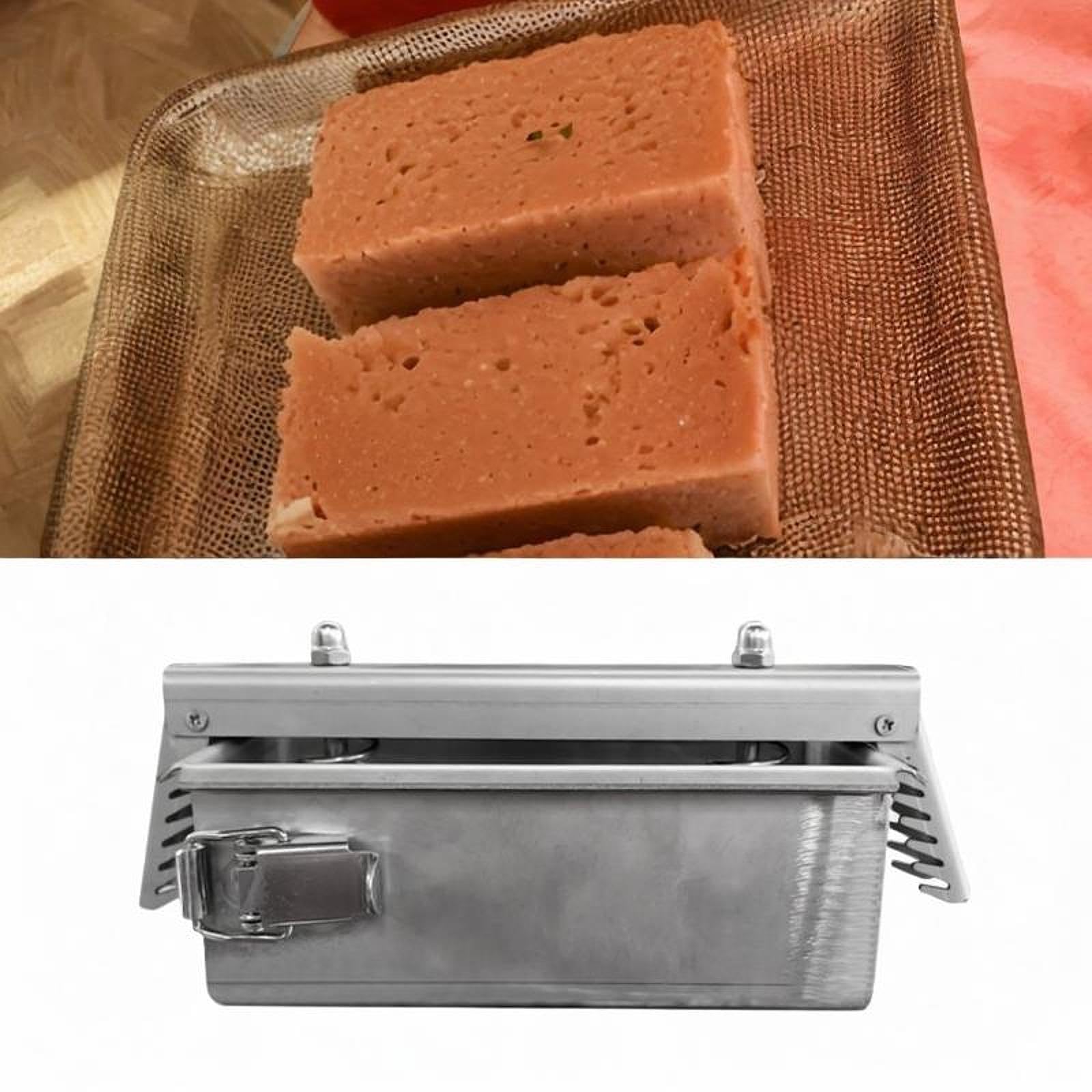Edelstahl Fleischpresse Fleischklopfer, Schinkenmacher Fleischpresse, Fleischpresse Werkzeugkasten, rechteckig, Presswerkzeug für hausgemachte Rindfleisch, Huhn, Schwein, Steaks, 3 KG C