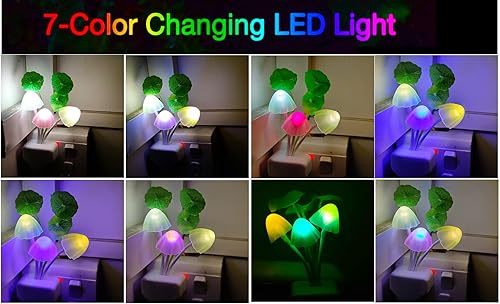 Miniatura 4 de AUSAYE - Lámpara nocturna enchufable, luces LED de estilo hoja de loto en forma de hongo para niños, adultos, dormitorio, baño, pasillo, escaleras,