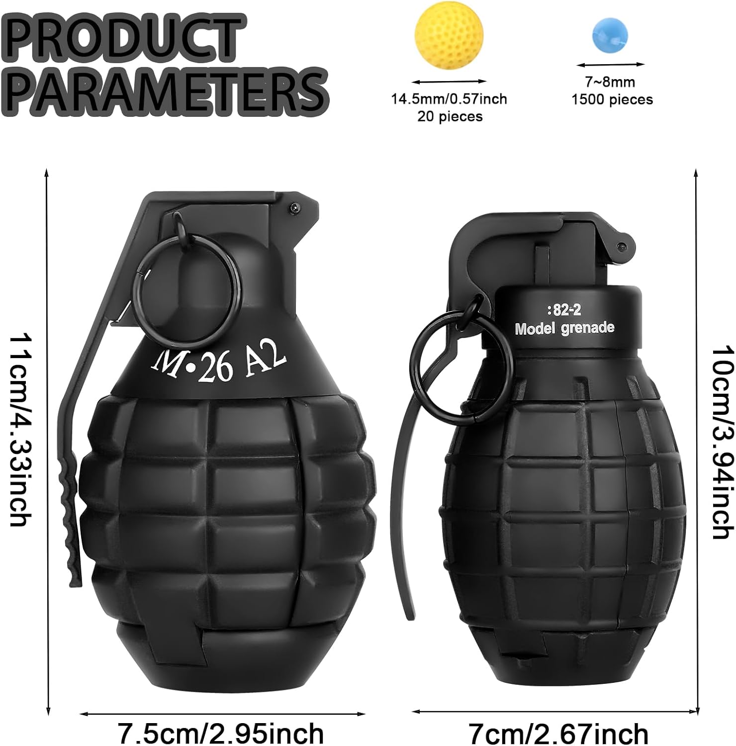 2Pcs Toy Hand Grenade for Tactical Game with 20 Round Ammo Model Battle Fake Grenade Toys for Outdoor Sport Role Play Prop Game,14+ and Adults,Black image 2 of 6 B0DJ6SDSXD