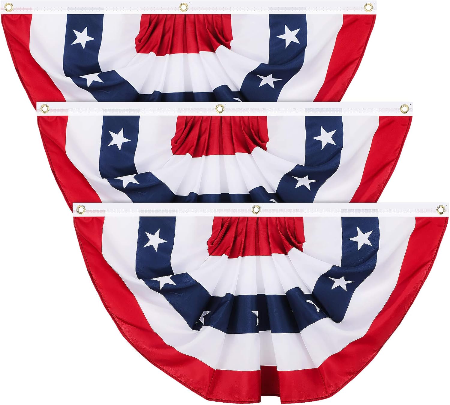 Tatuo 250th Anniversary Pleated Fan Flags, 4th of July Patriotic Decorations American USA Bunting Flag Stars and Stripes Banner for Independence Day Memorial Day(9 Pieces,1.5 x 3 feet)