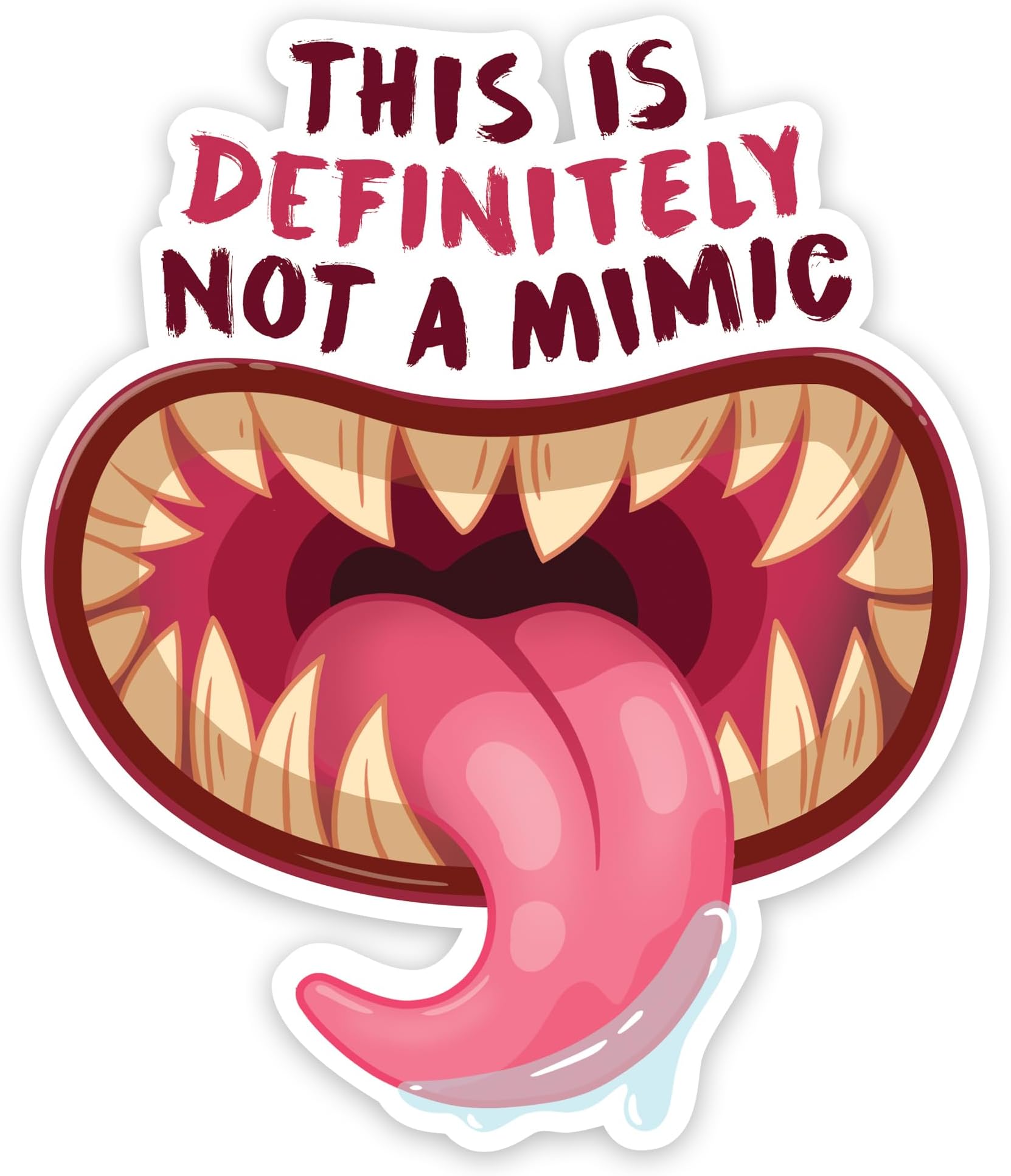 Glassstaff Transparent Not a Mimic DND Stickers – Dungeons and Dragons Funny Stickers for Women, Men – Cool Monster Stickers for Teen, Adults – Waterproof Stickers for Laptop, Phone, Water Bottle