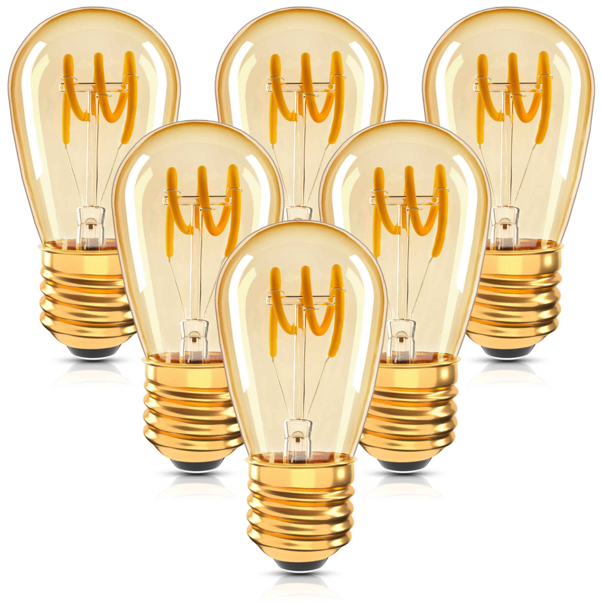 Century Light 6er-Pack E27 Vintage Led Glühbirne 2W Kerze Filament Ersatzt 20W 150lm 2200K extra warmweiß 360° 230V,Spirale Leuchtmittel, nicht dimmbar