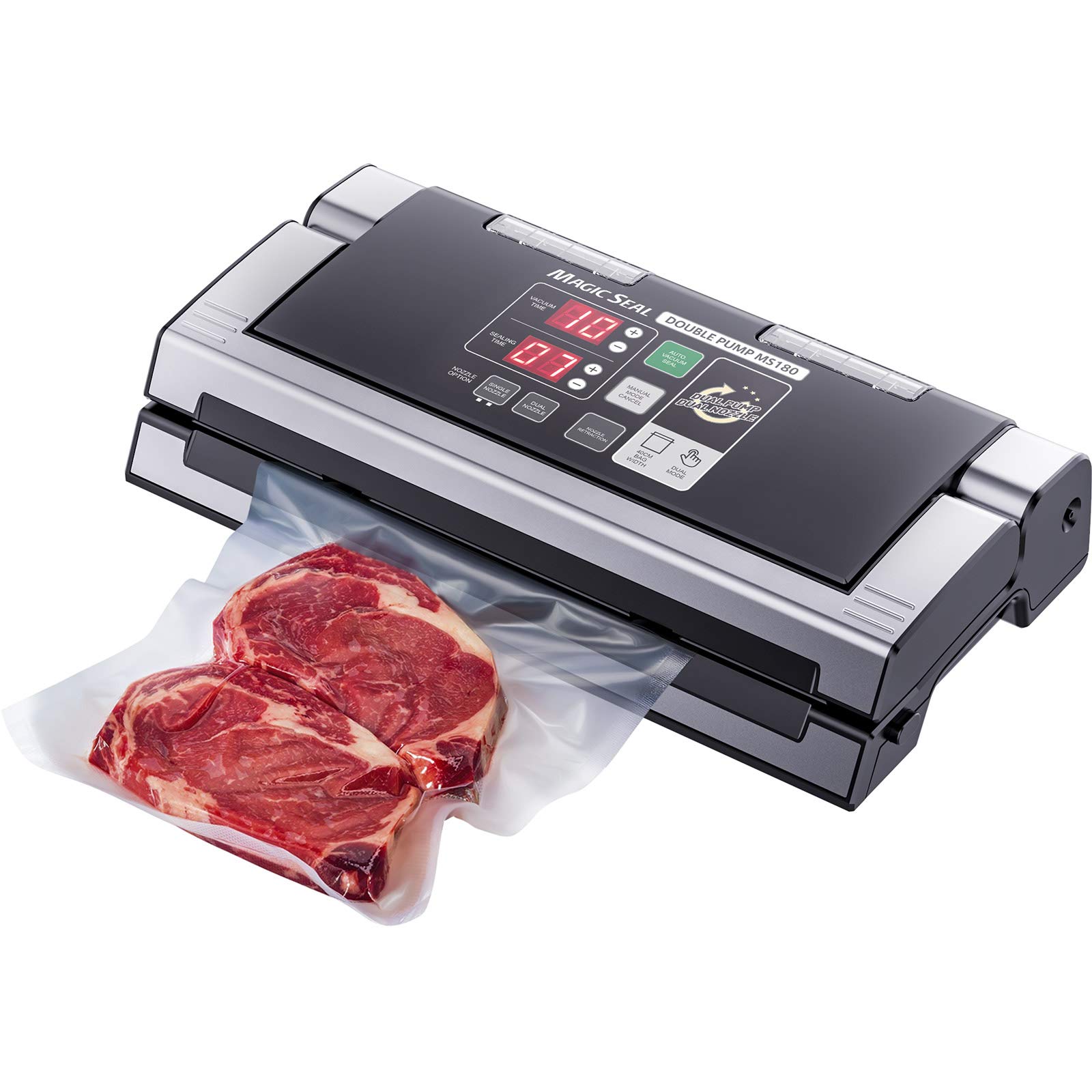 MAGIC SEAL Sigillatrice sottovuoto con ugello da 40,6 cm per la conservazione degli alimenti, funziona con sacchetti in Mylar e lisci, non sono necessari sacchetti testurizzati, 250 W, guarnizione