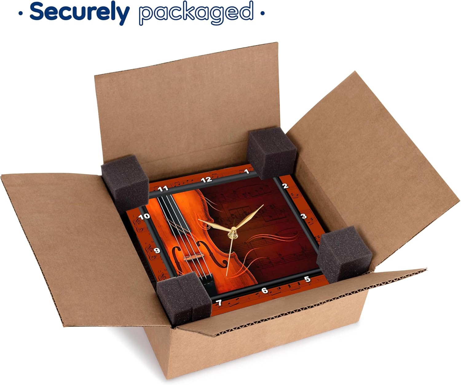 3D Rose Wall Clock Silent - 13 inch - Violin or Fiddle - Designs Music Themes