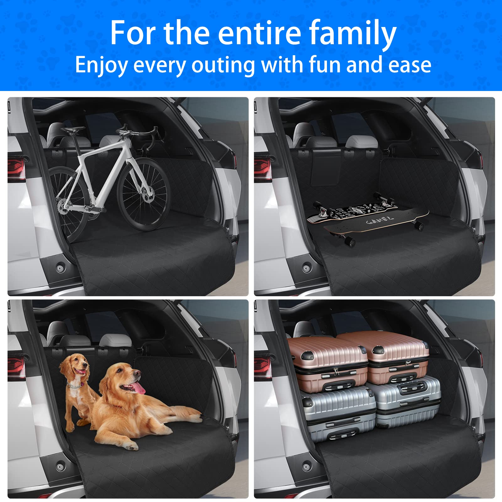 DOBIGER Telo Auto per Cani 185x105 cm, Protezione 360° Impermeabile e Antiscivolo, Tappetino Bagagliaio Universale Lavabile per SUV e Station Wagon, Resistente ai Graffi