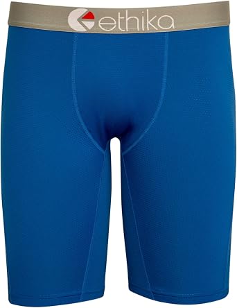 Ethika Mens Staple Boxer Brief, 4-Way Stretch with Signature Waistband, No | Ride-Up Comfort. Built with premium stretch fabric for enhanced wear. Features signature design details. Style MM Blue.