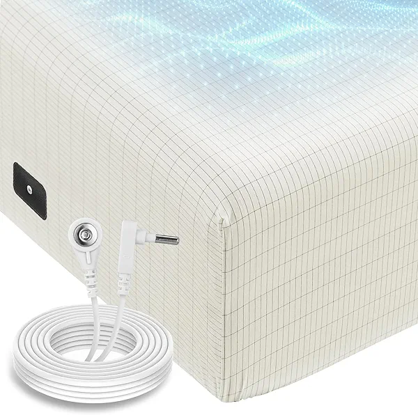 HYPREST Grounding Sheets Queen Deep Pockets 16 inches, 90% Cotton & 10% Silver Fiber Infused, Earthing Sheets Grounding Well Bed Fitted Sheets- 60"x80"