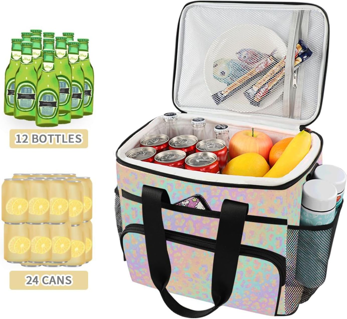 MNSRUU Cooler Bag Bright Leopard Cooler Bag Insulated Lunch Totes Picnic Bag Leakproof Beach Cooler Lunch Box Container…