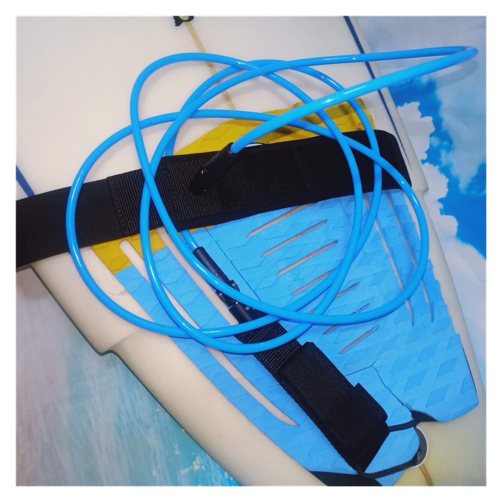 10ft 7mm Surfboard Laisse Anti-Perdu TPU Double Swivels Switch Safe Coffre Card Sports Eau Paddle Board Laisse Blue Surf Laisse (Color : 10ft 7mm)