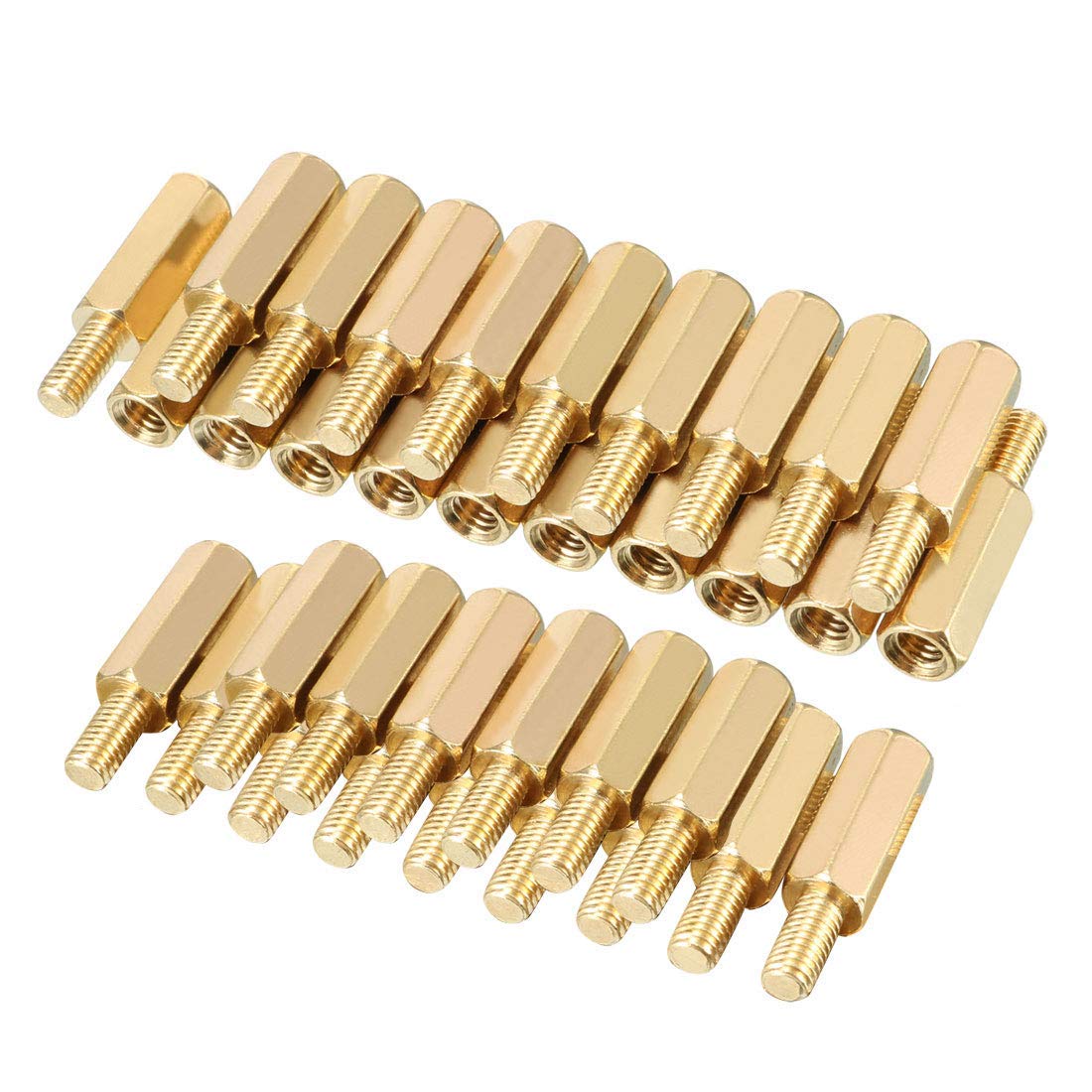DealMux 35pcs M3 12+6mm Female Male Thread Brass Hex Standoff Spacer Screws PCB Pillar-picture-30