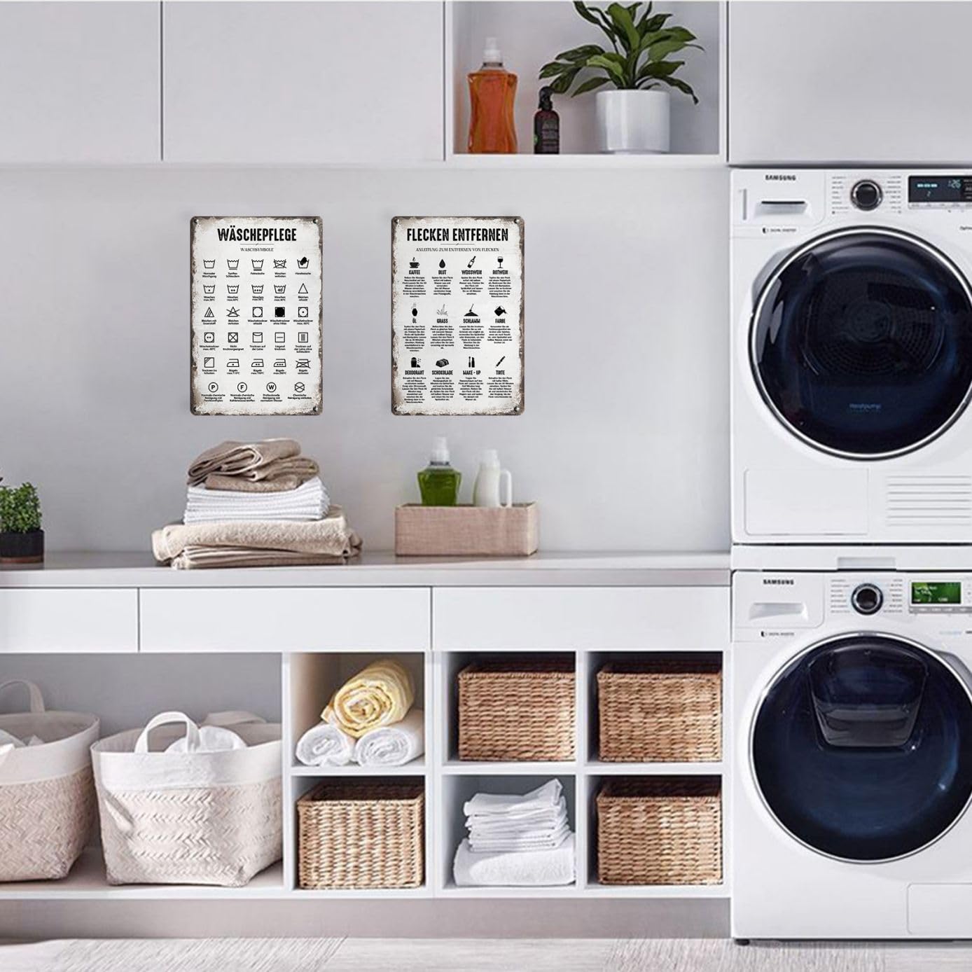 INFUNLY Wanddeko Für Die Waschküche – Metallschild Mit 'Laundry'-Schriftzug, Vintage Look, 27 X 23 Cm, Ideal Für Wohnung, Haus Oder Geschenk