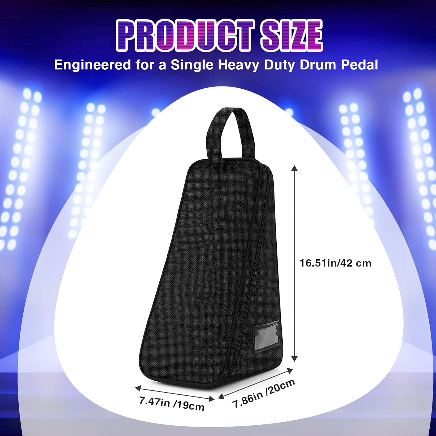Sadnyy 16.5×7.86×7.47 Inch Single Bass Drum Pedal Bag for Musicians Waterproof Heavy Duty Black Bass Drum Oxford Cases for Protection for Storing Performance Musical Instrument Accessories Case Kit