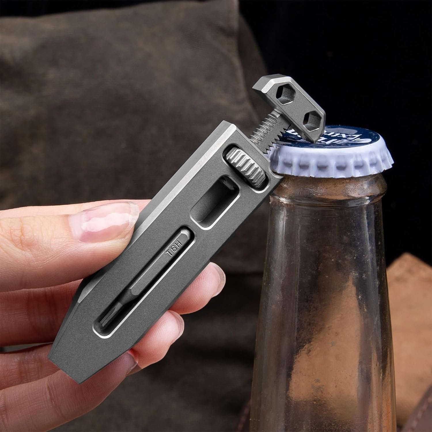 Titanium alloy mini wrench multi-function adjustable wrench portable keychain pocket tool pendant screwdriver for man
