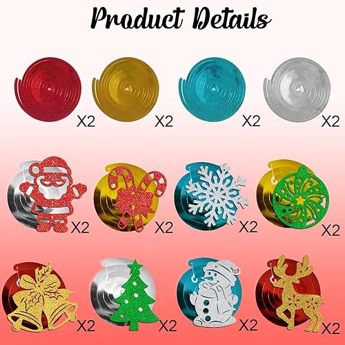 Miniatura 3 de 50 piezas de decoración de remolinos colgantes de Navidad, feliz Navidad, rojo y verde, colgantes de techo, muñeco de nieve, campana, ciervo, árbol