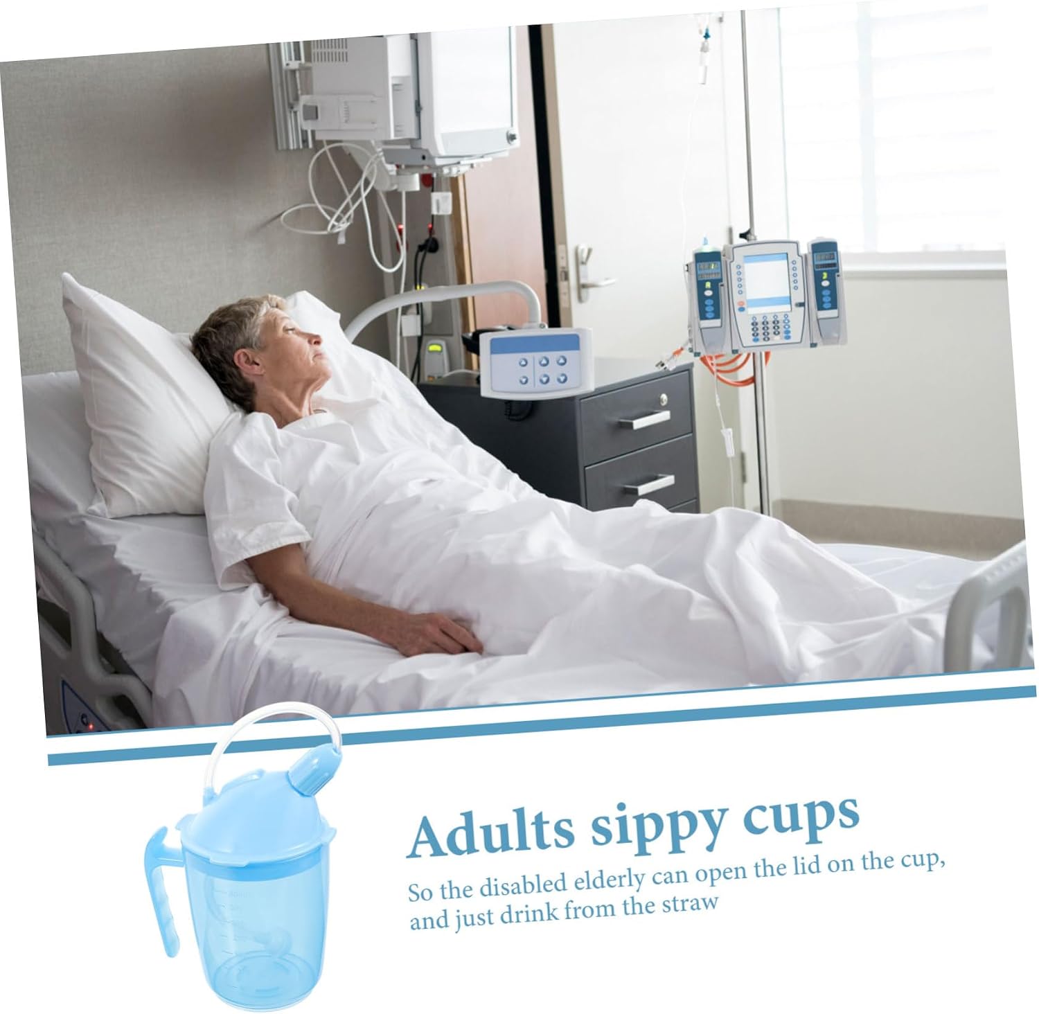 VALICLUD Straw Drinking Cup for Bedridden Patients Spill-Proof 10 oz Liquid Feeding Cup with Lid for Elderly and Disabled Care Practical for Maternity Use