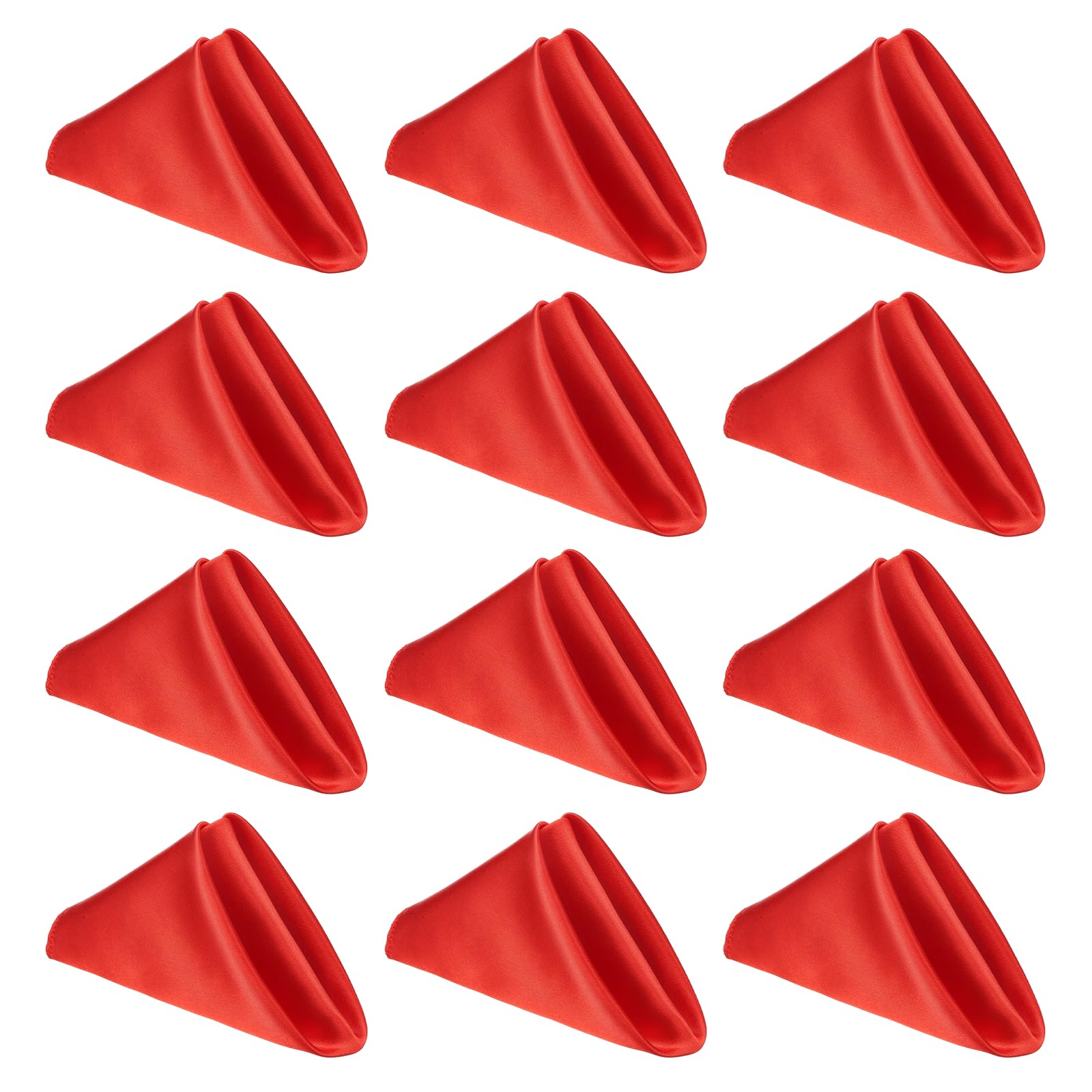 sourcing map 12 Pcs Red Satin Napkins, 17x17 Inch Dinner Napkins Cloth Washable Polyester Soft Square Table Decoration for Restaurant Parties Wedding Dining Banquet Event