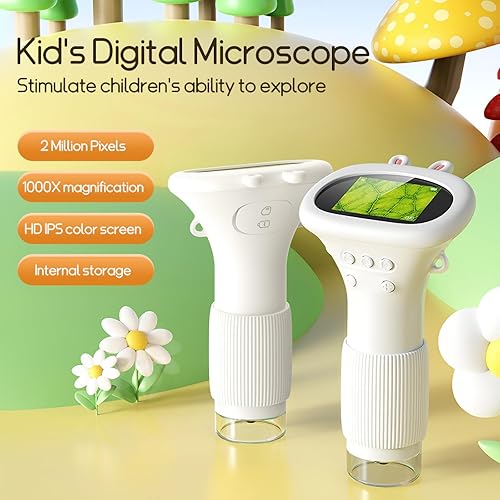 Miniatura 2 de WINWEND Microscopio para niños - Lupa portátil de mano para niñas  Mini microscopio digital para niños juguetes educativos de ciencia  Edad 3, 4, 5,