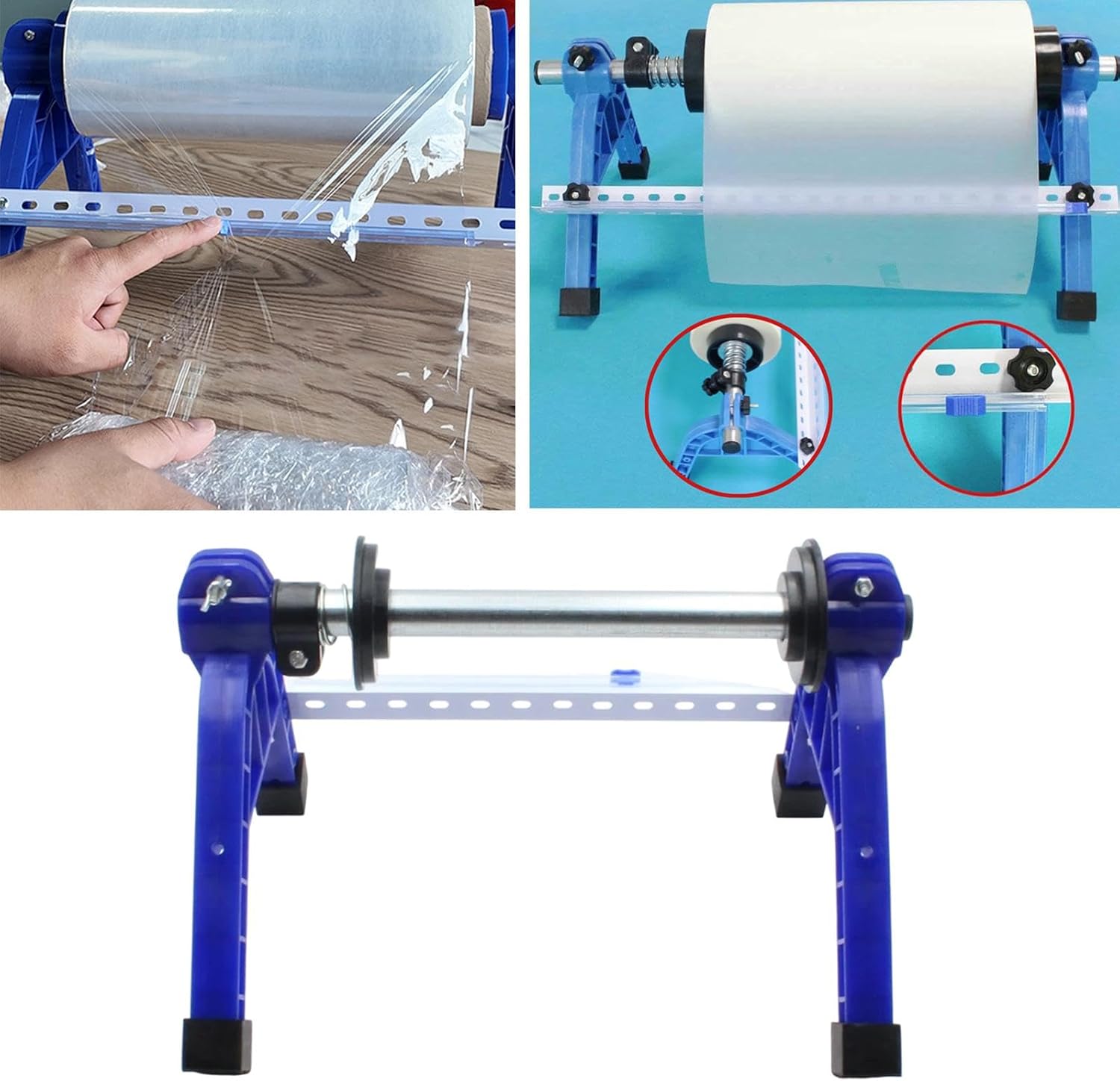 Table Stretch Film Dispenser – Cling Wrap Roll Dispenser & Food Wrapping Machine for Packaging, Moving, Shipping (Stable Stand Design)