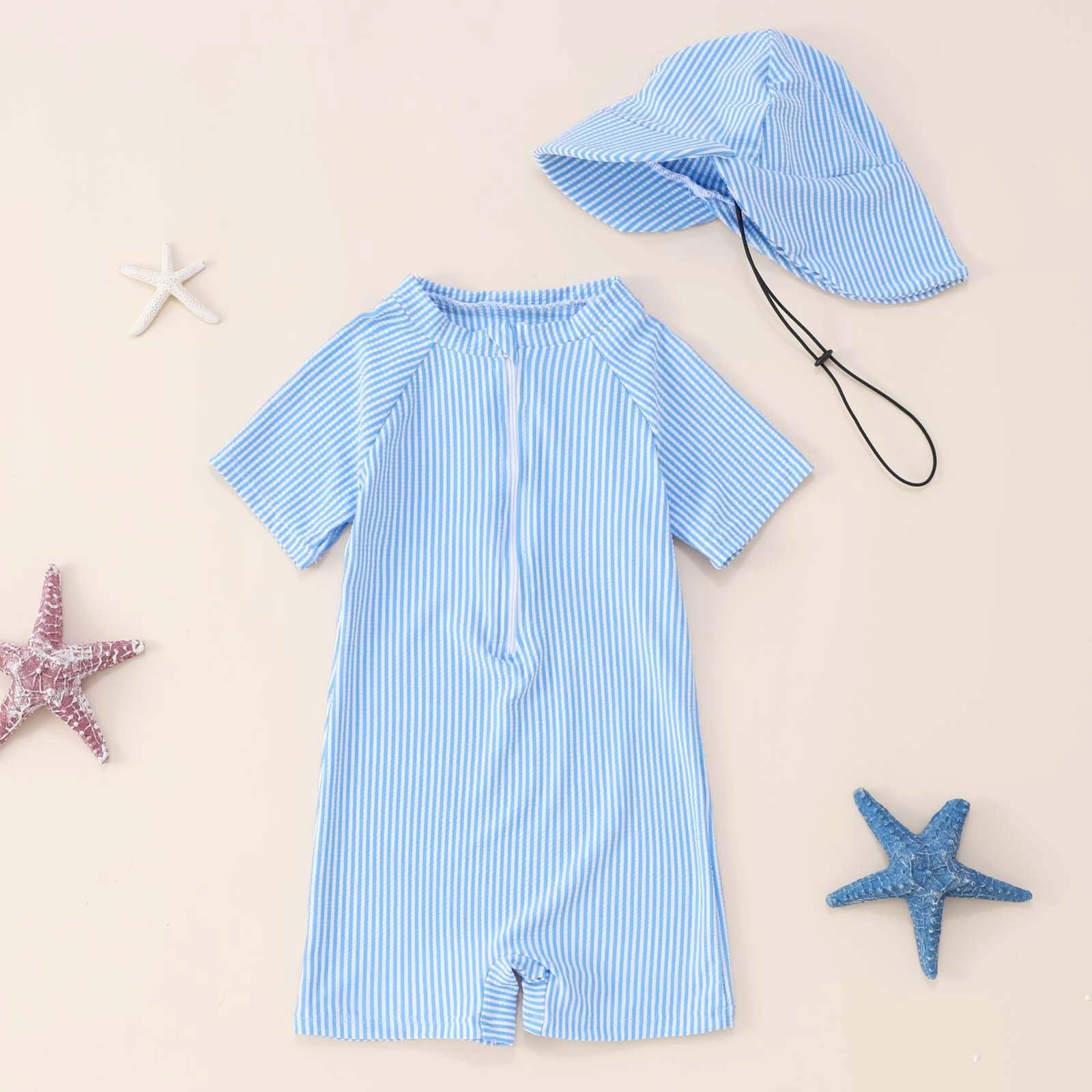 Générique Maillot de Bain bébé garçon Bonnet intégré Natation Plage été Piscine Tout-Petits 0-3 Ans Confortable Respirant