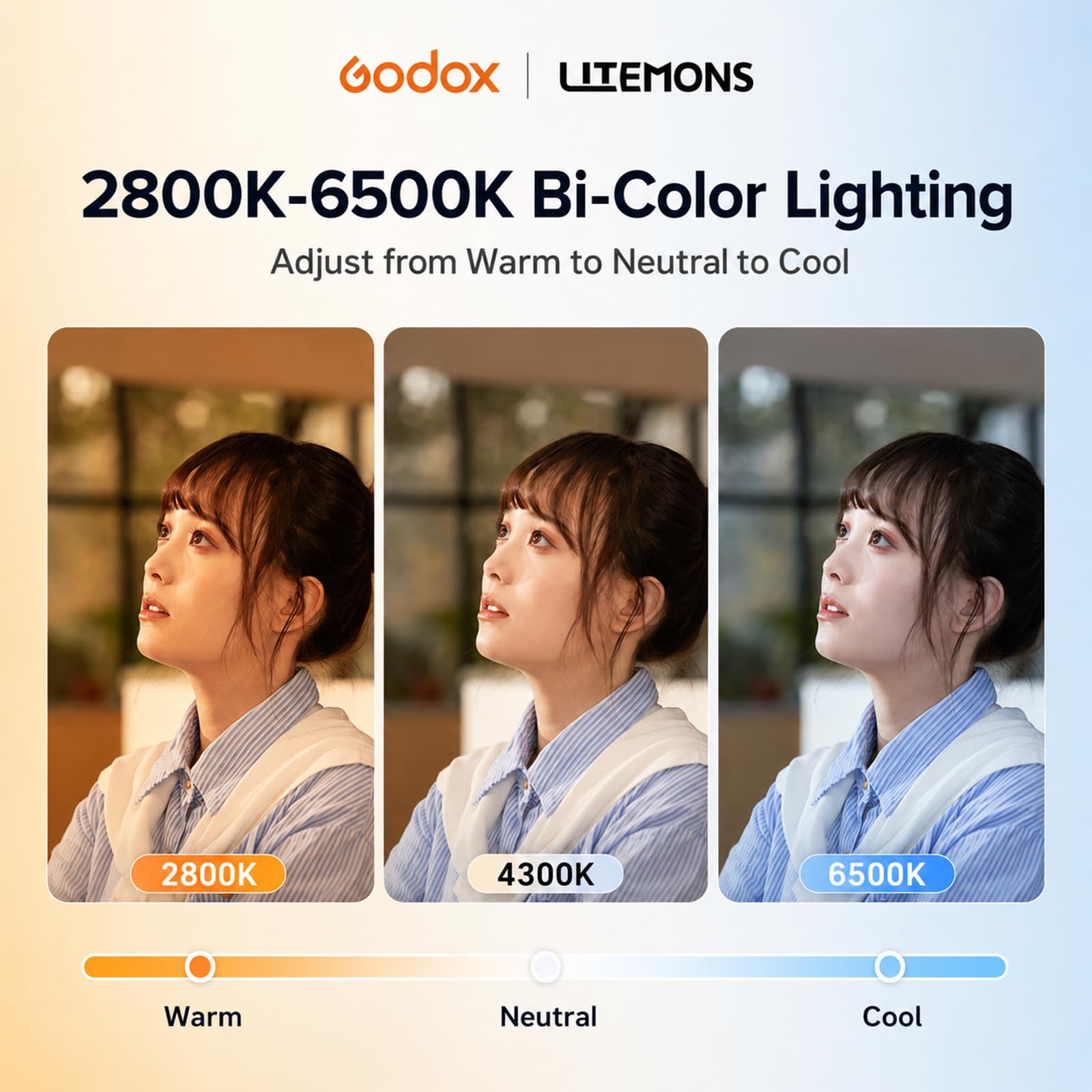 Godox LP800Bi Panneau LED 85W Bi-Color 2800-6500K CRI96 Studio Vidéo