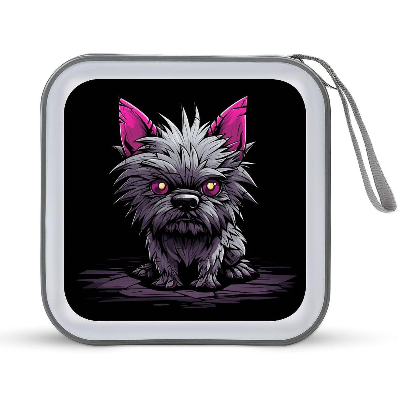 Sacoche CD rigide imprimé chien et ourson fermeture zippée - 8