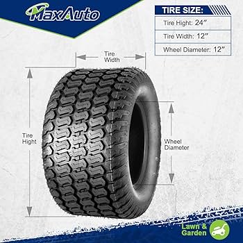 not fox② MaxAuto FOX 24x12.00-12 Lawn Mower Tires, FOX V2 Lawn Garden