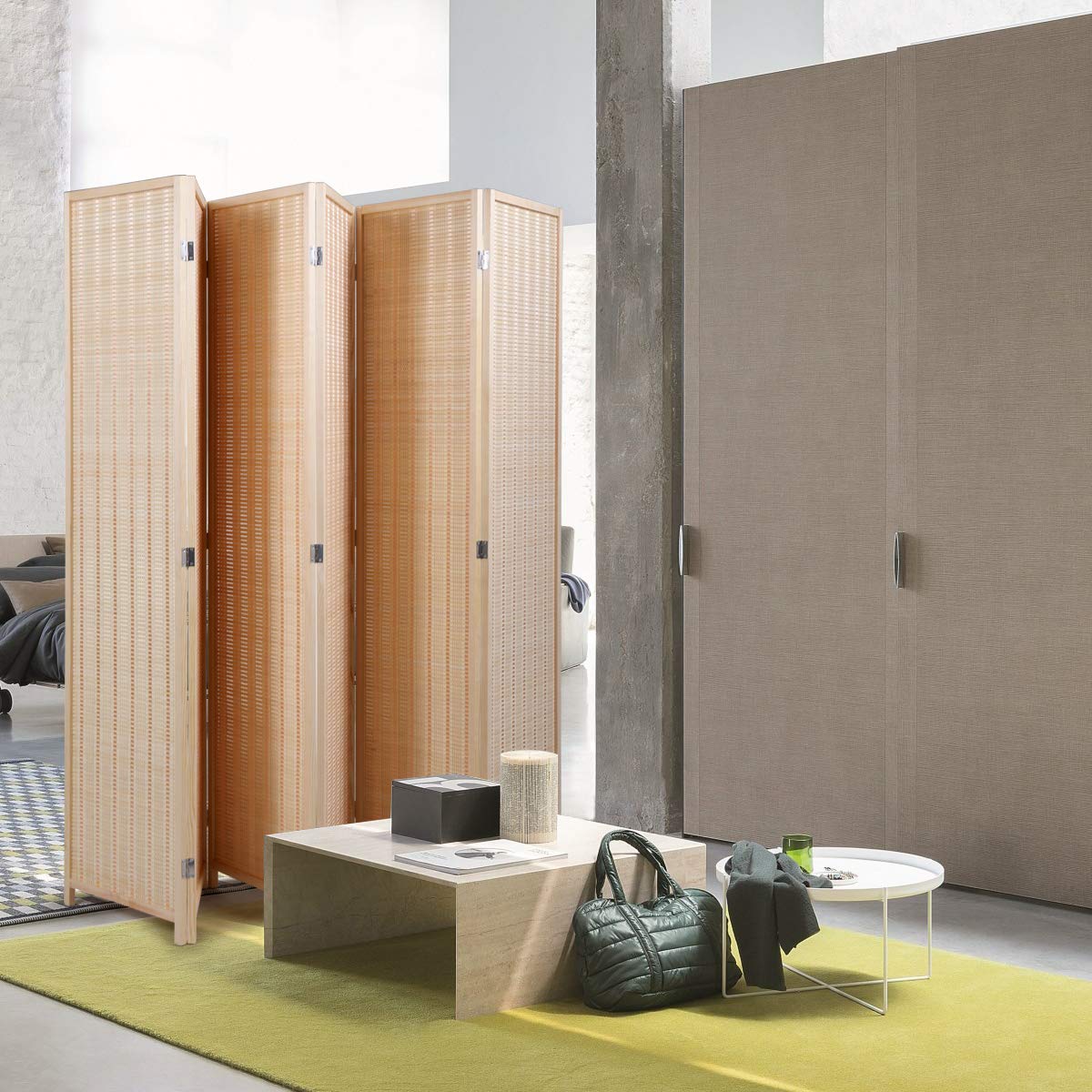 JAXSUNNY 6 Panel Bamboo Room Dividers, Folding Room Divider Privacy Screens, Room Separating