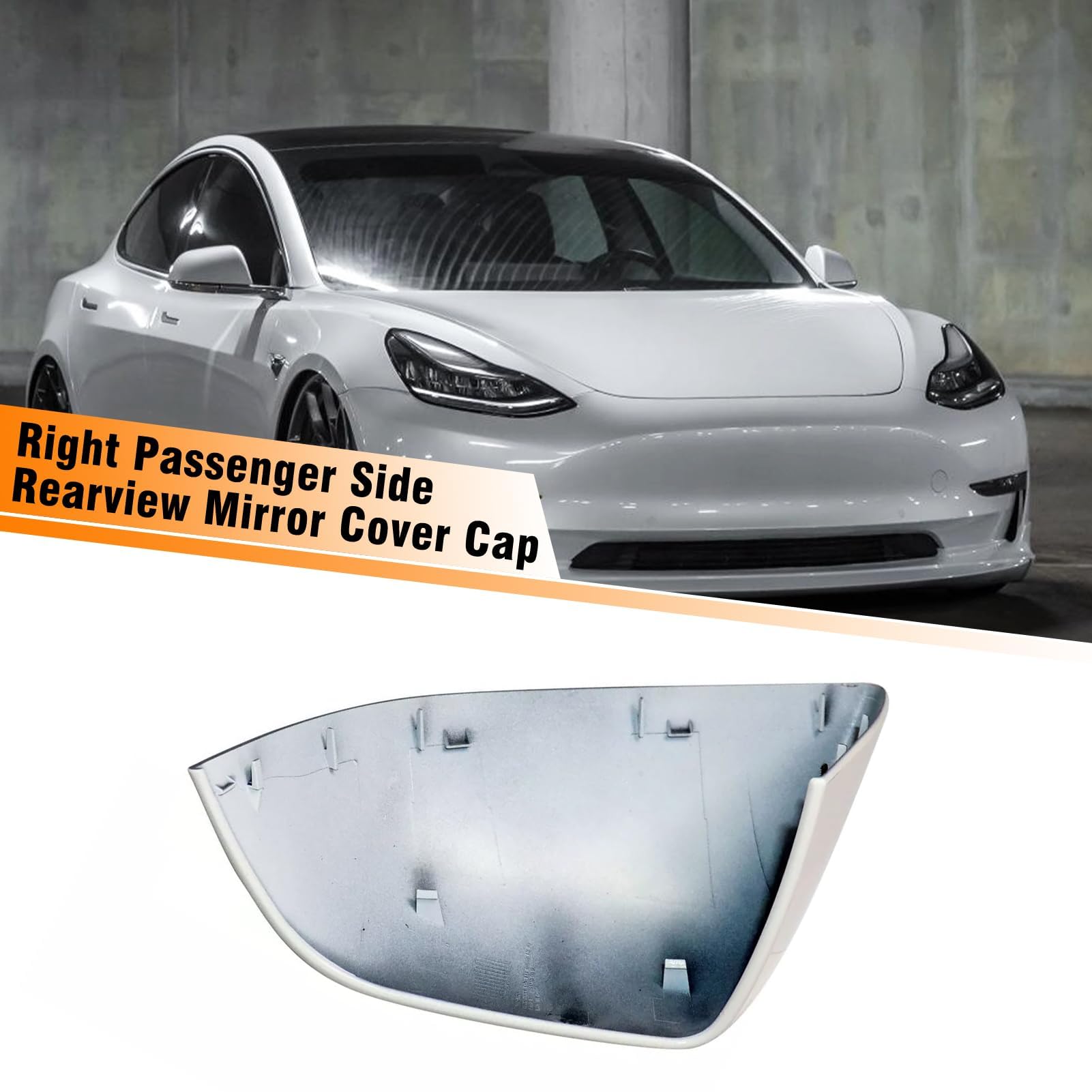 Per Tesla Model Y, copri specchietto laterale bianco perla Skull, lato guida