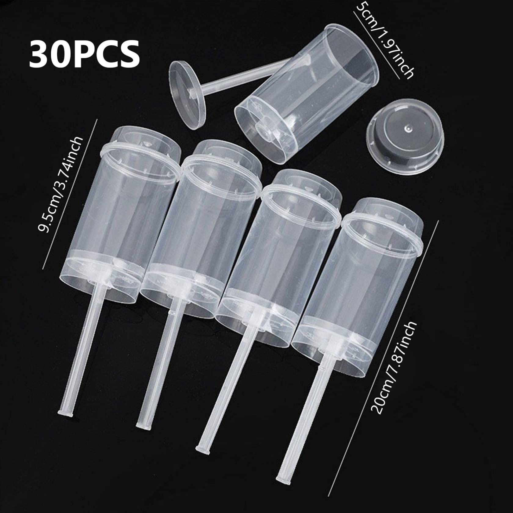 Récipients à gâteaux 30 pièces, conteneurs transparents de forme ronde pour tire-gâteau Push Up pour desserts à la crème glacée