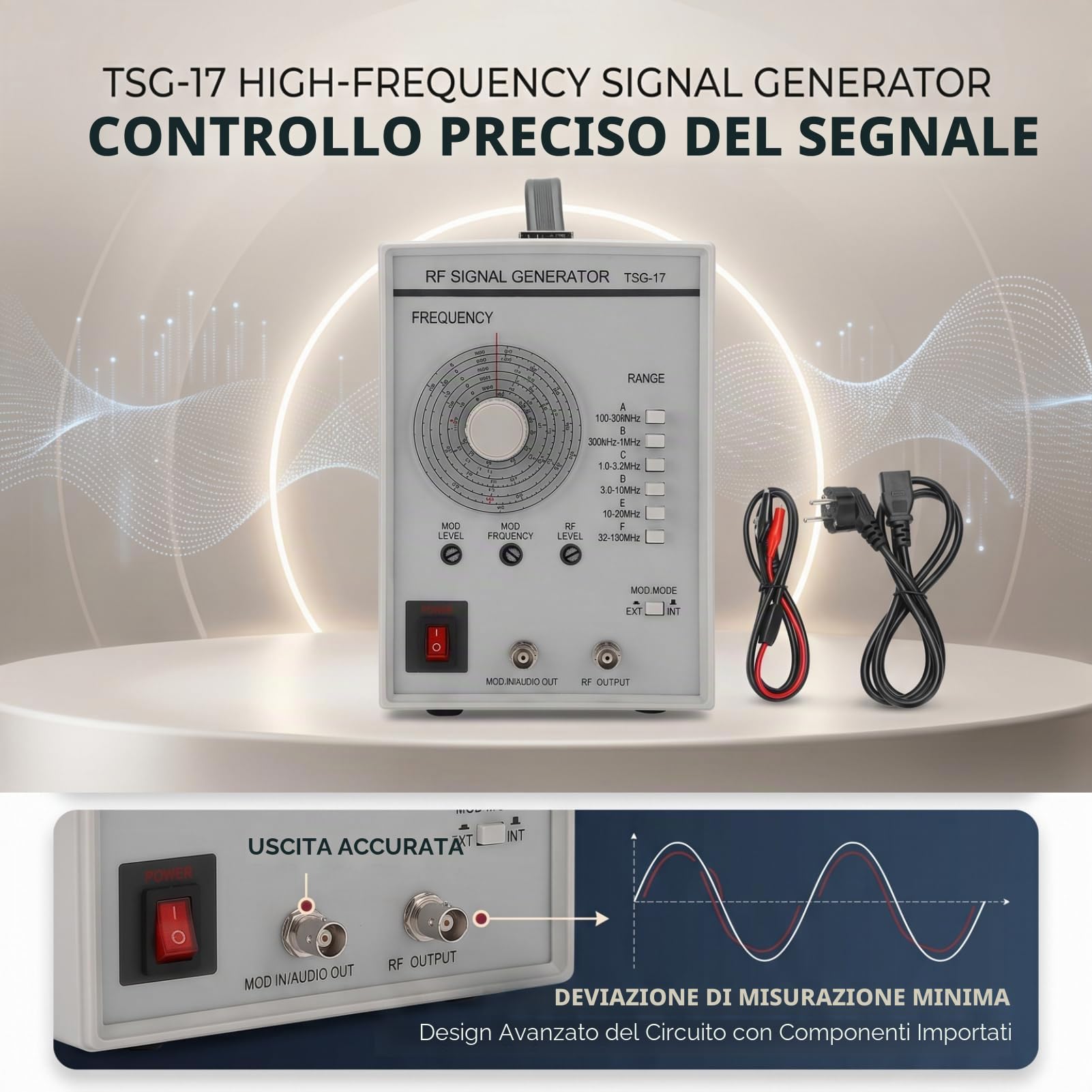 TSG-17 Generatore di Segnale 100KHz-150MHz Generatore di Funzioni Ad Alta Frequenza con Piccola Deviazione di Precisione EU 10A-18A 250V