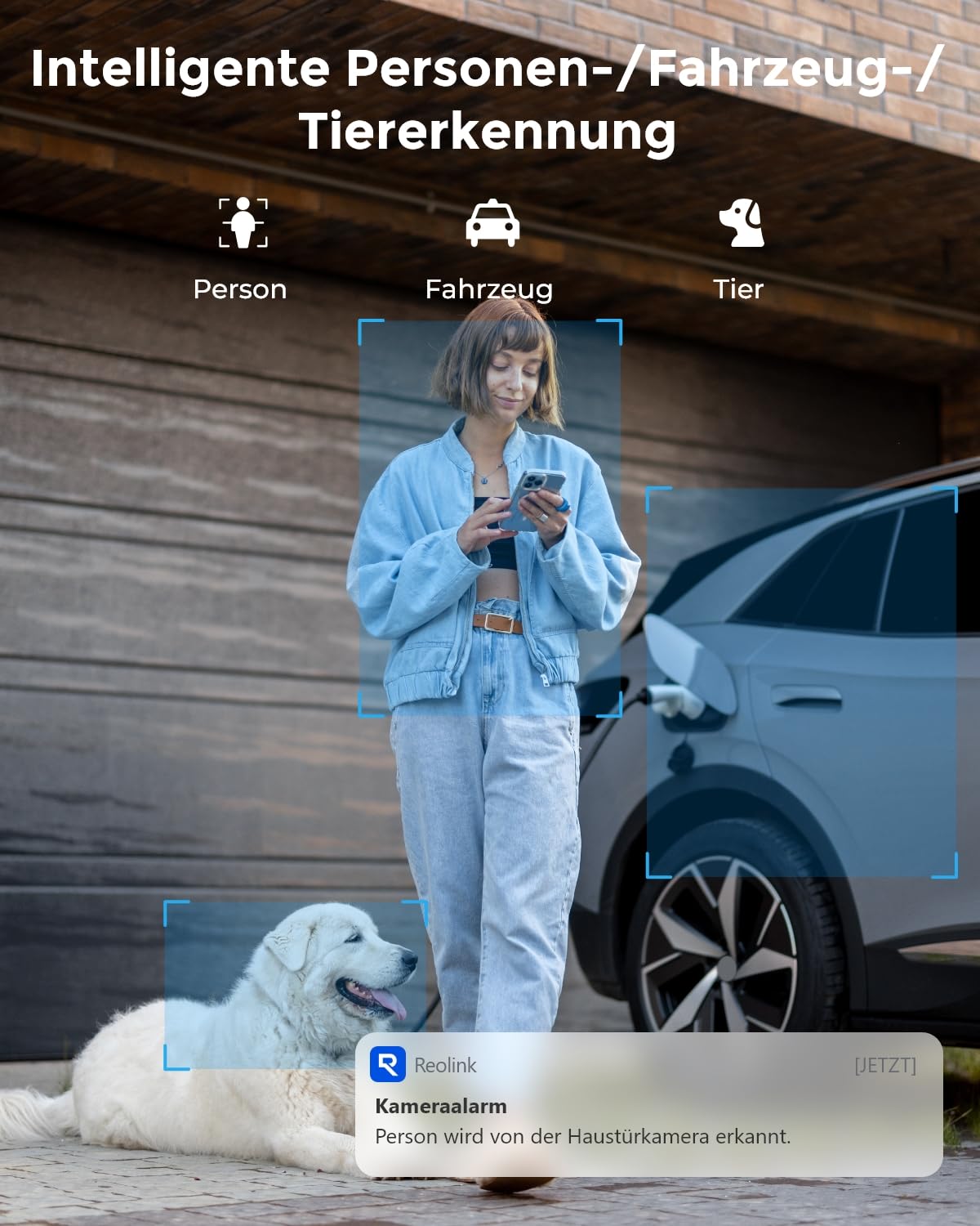 Reolink 5MP WLAN Kamera Outdoor, 2,4GHz/5GHz WLAN CCTV IP Kamera Aussen mit Person/Auto/Tiererkennung, IP67 Wetterfest, Nachtsicht, Bewegungsmelder, SD-Kartenslot, Zeitraffer, Außenkamera RLC-510WA
