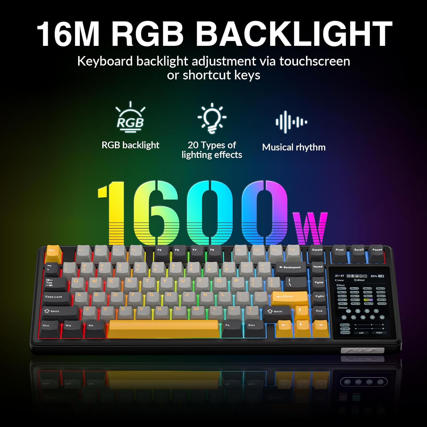 Aula L99 Wireless Mechanical Keyboard with Smart Touch Screen,Tri-Mode Hot Swappable Custom Gaming Keyboard,RGB Backlit,PBT Keycap,Gasket Mount Creamy Sounding Computer Keyboards for Office PC,84 Keys