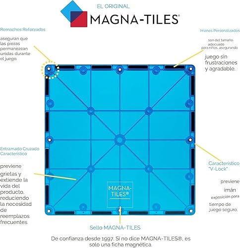 Miniatura 8 de MAGNA-TILES Juego clásico de construcción magnética de 100 piezas, la marca original de construcción magnética