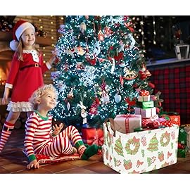 Essme Rectangular Christmas Tree Basket with Handles - Empty Candy Basket for Kids Room Decor, Boys and Girls, Party Gift