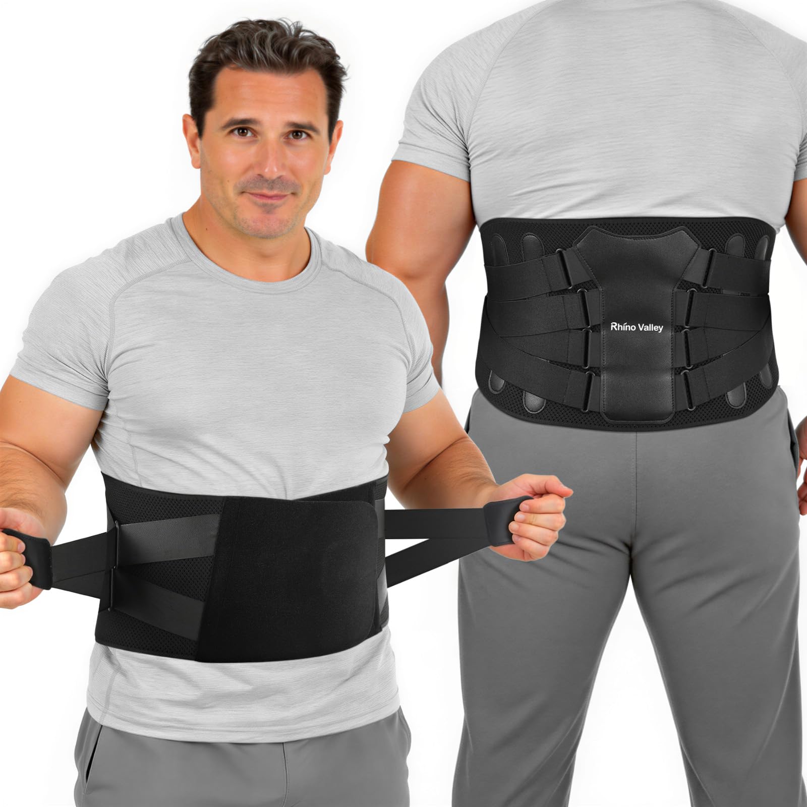 Ceinture Lombaire pour Homme, Ceinture de Soutien pour Soulager les Douleurs Lombaires, Ceinture Lombaire Réglable avec Coussin Lombaire, Ceinture Ergonomique Respirante pour Soulagement Immédiat, XL