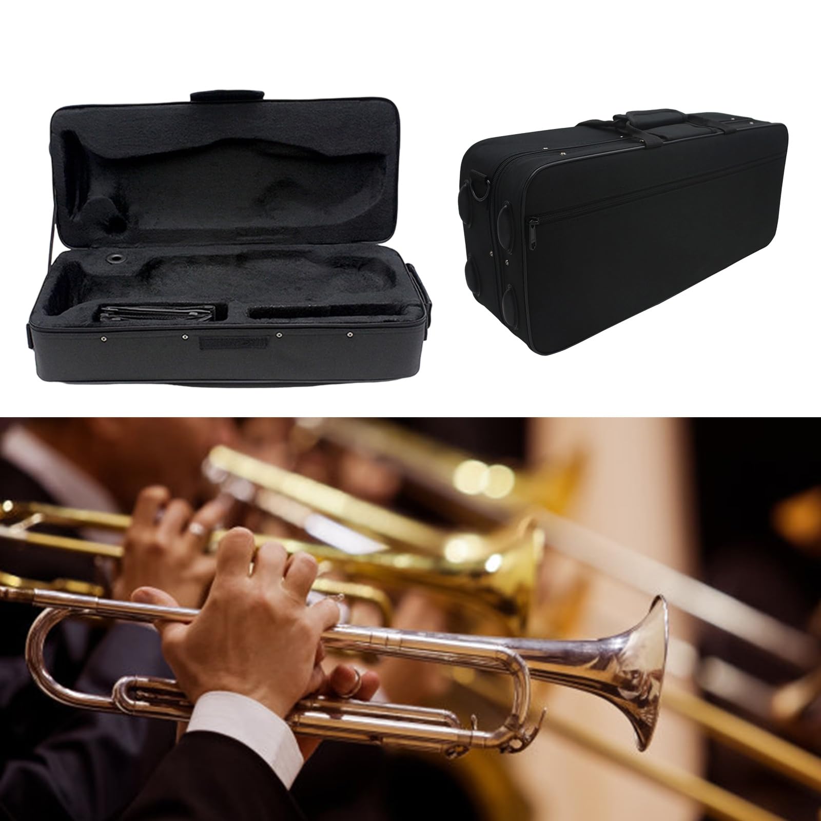 Trompeten-Tragetasche, wasserabweisend, doppelte Transportgriffe, Trompetenbox mit Tragegurt, verschleißfeste Tasche für Musikinstrumente