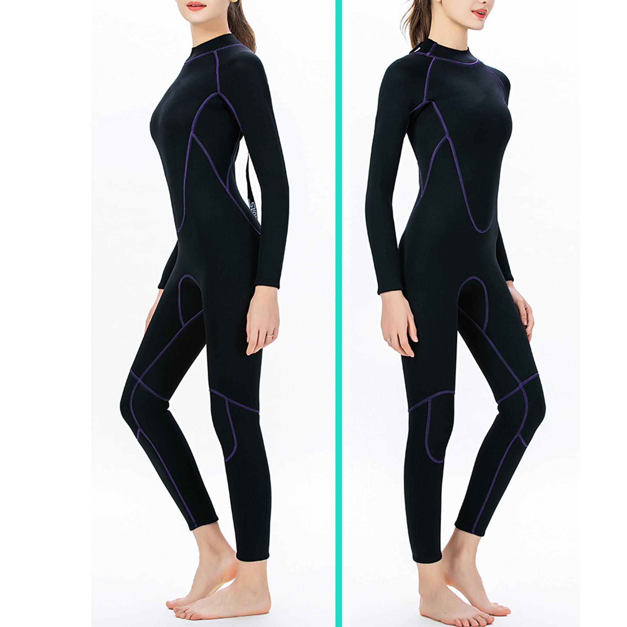 Jueshanzj Muta da donna, 3 mm, termica, elasticizzata, per surf e | neoprene, manica lunga, cerniera posteriore a Y, spessa, UPF50+, per surf, snorkeling e nuoto
