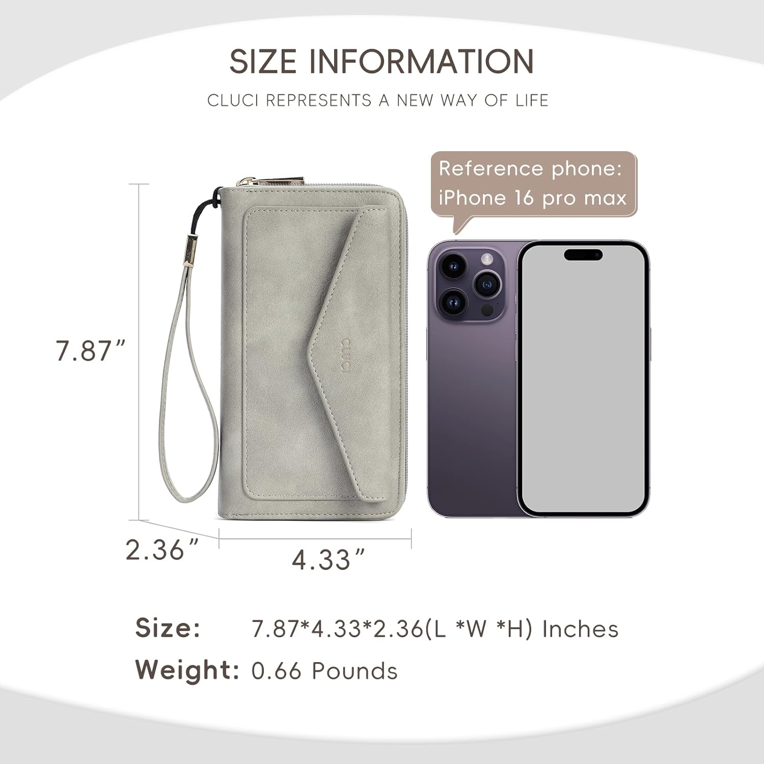 CLUCI Wallet Women Large Capacity Wristlet Purse for Women Long Ladies Wallet RFID Blocking Multi Credit Card Holder - Image 3