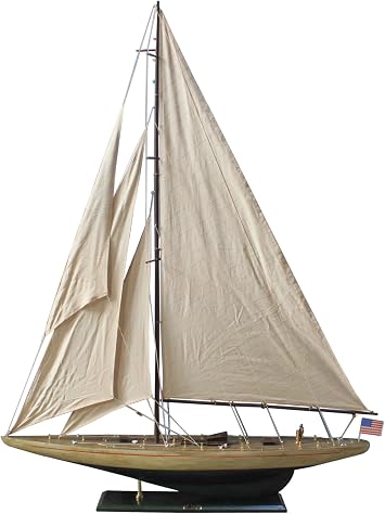 Hamption Nautical Wooden Rustic Enterprise Model Sailboat Decoration 60"