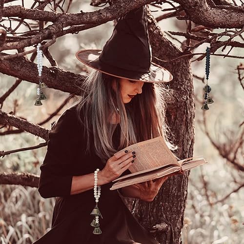 Miniatura 39 de OLYCRAFT 3 Pcs Witch Bells & Keychain Hangers - Moon Key Wiccan Bells Decor with Wood Beads Wind Chimes for Home Decor - 11.8 Inch