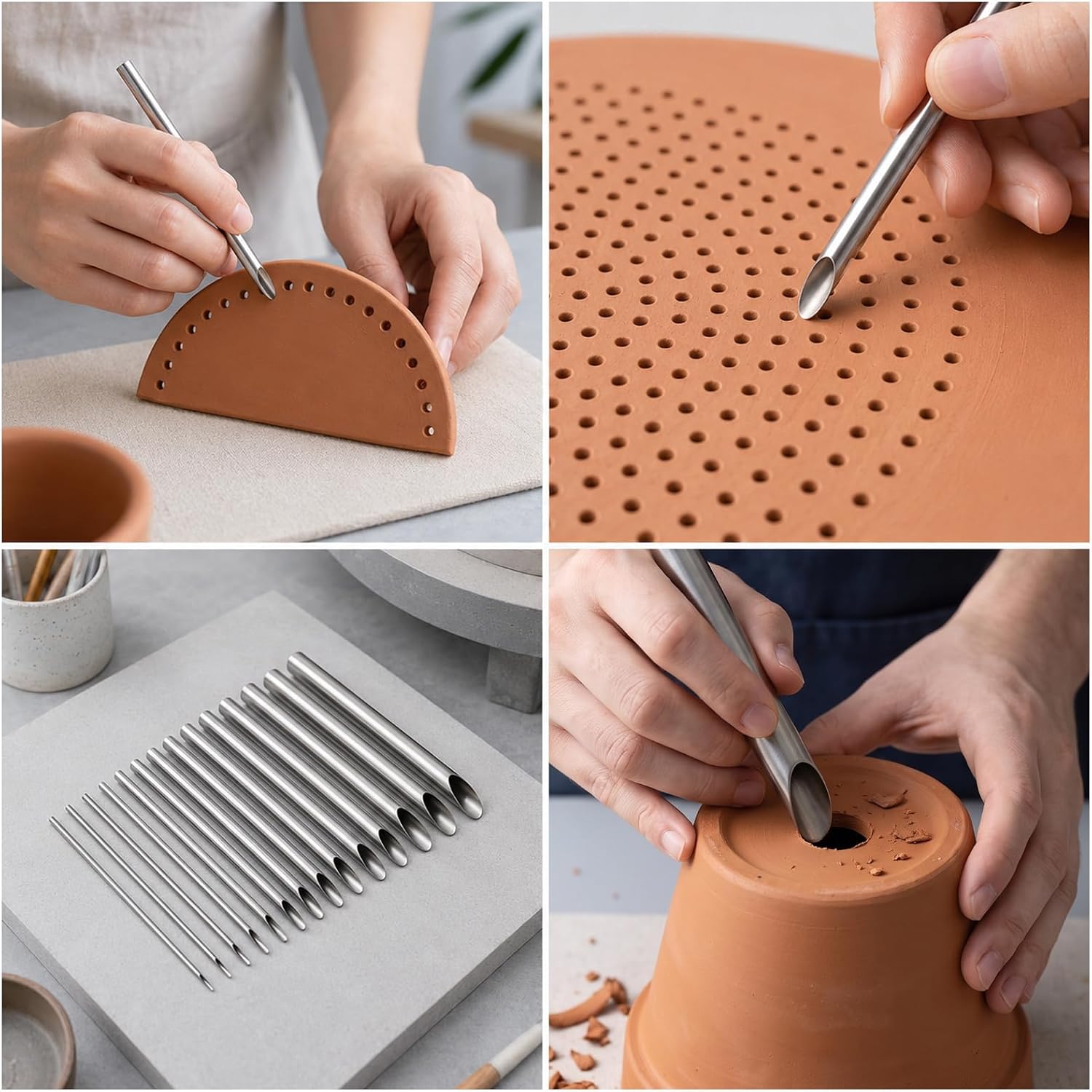 12Pcs Clay Cutters Hand Sculpture Clay Hole Puncher
