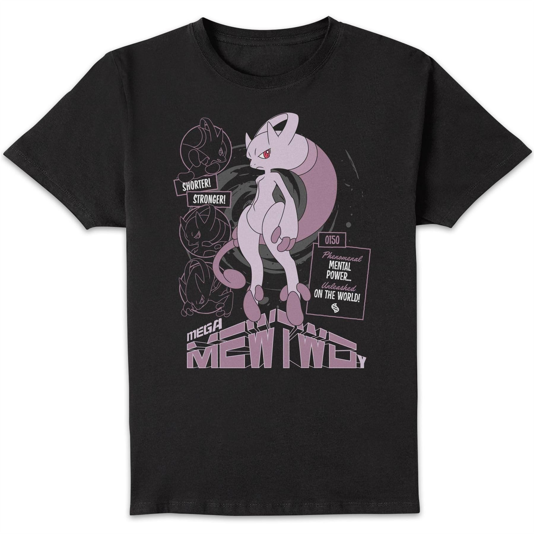 Zavvi Unisex Black Pok�Mon Mega Mewtwo Y T-Shirt - 4XL