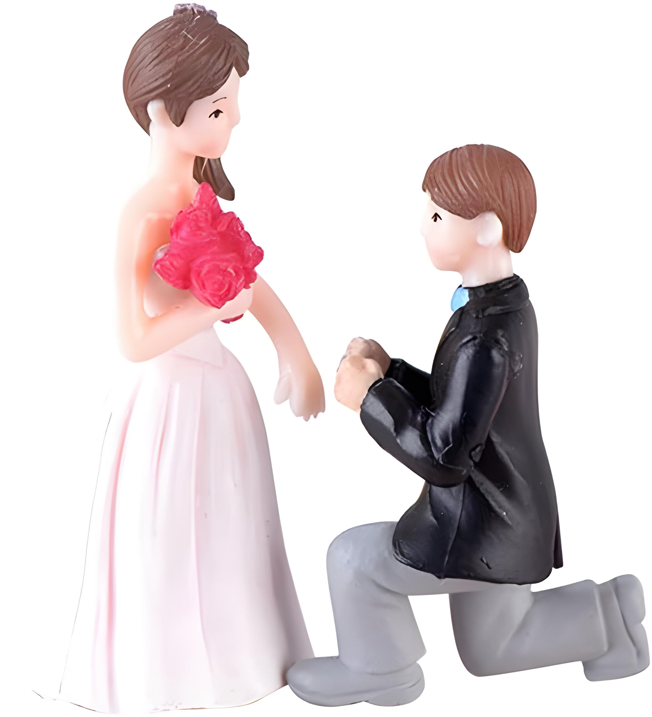 VINTAGER Proposal Couple Dolls Wedding Couple Doll Ornament Figurines  Wedding Party Bridal Shower Decorations (Black)