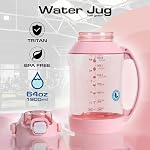 Bouteille d'eau 64 oz CASNO Bouteille Tritan, avec Paille et Poignée de Transport Extra Large, étanche BPA Jug d'hydratation toute la journée gratuit pour gym, sport, plein air