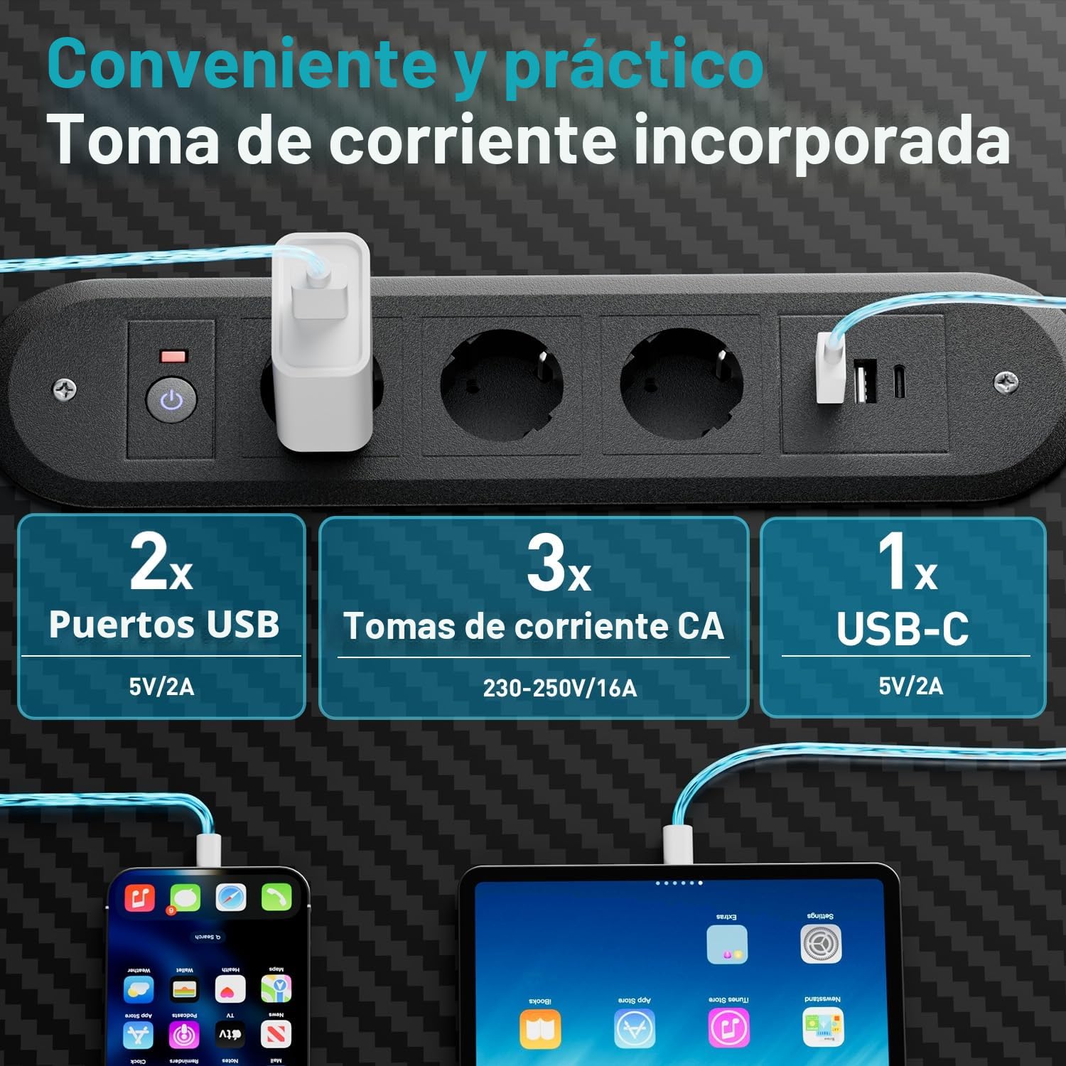HLFURNIEU Mesa Gaming LED 150 x 100 cm, Escritorio Gaming en L con Enchufes y Puertos USB, Escritorio Esquinero con Estanteria, Mesa Gamer con Soporte para Monitor, Mesa Oficina Negro