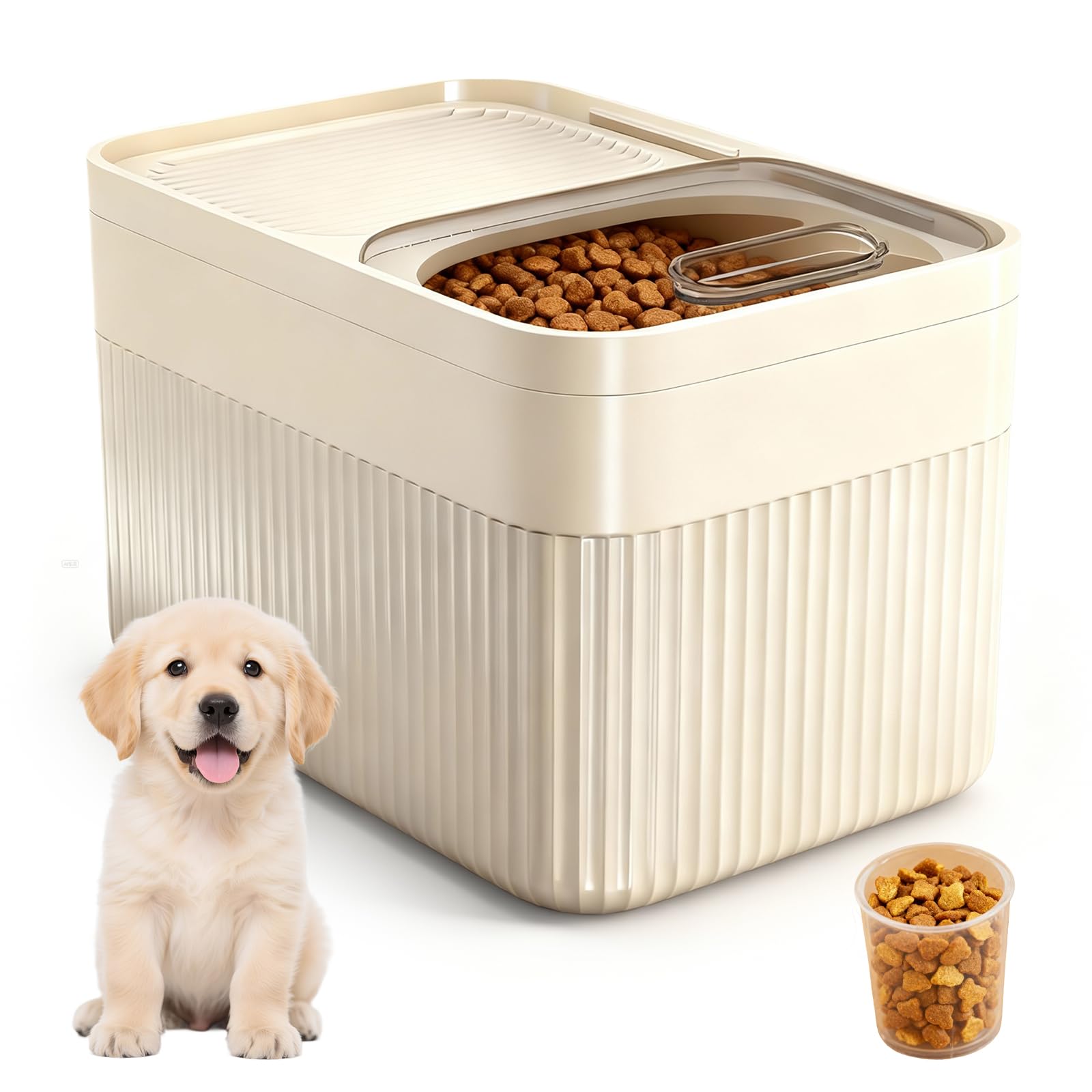 SUNOYA Futterbehälter Für Haustiere Mit Messbecher, Hundefutter Aufbewahrung, Luftdichter Aufbewahrungsbehälter Für Tierfutter 5kg, Katzenfutter Aufbewahrungsbehälter, 24x17x18cm, Für Hunde Katzen