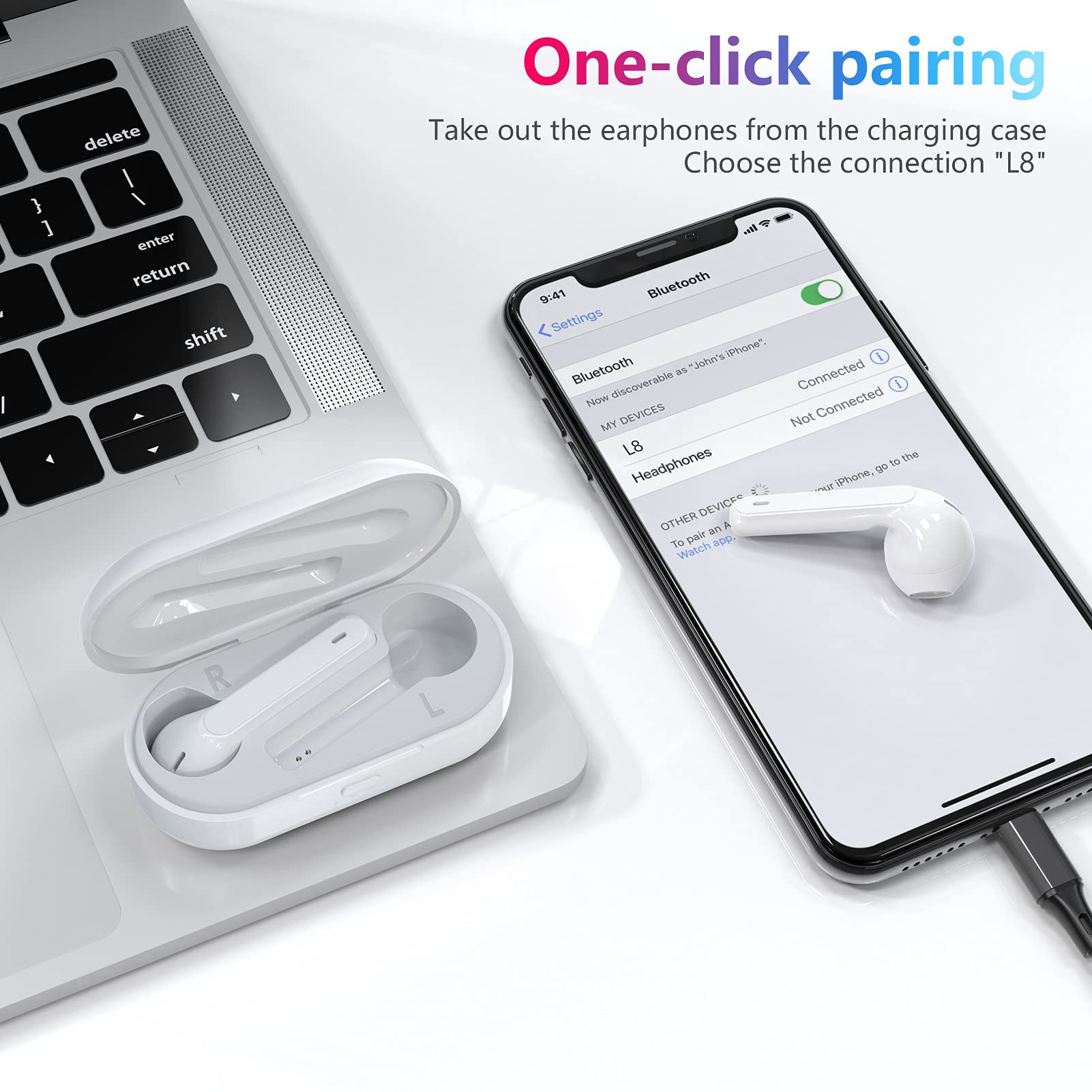 Wireless Headphones, Aoslen Bluetooth Headphones In Ear 5.0 Wireless  Earbuds Touch Control Wireless earphones with Microphone/Power Display  Charging Case for IOS Android Samsung Huawei HTC White: Buy Online in UAE  at desertcart