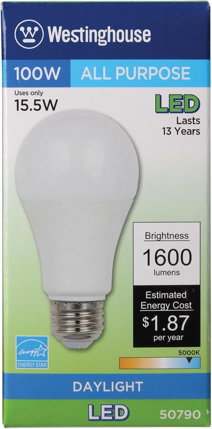 Westinghouse 5079000 100-Watt Equivalent Omni A19 Daylight LED Light Bulb with Medium Base,Soft White