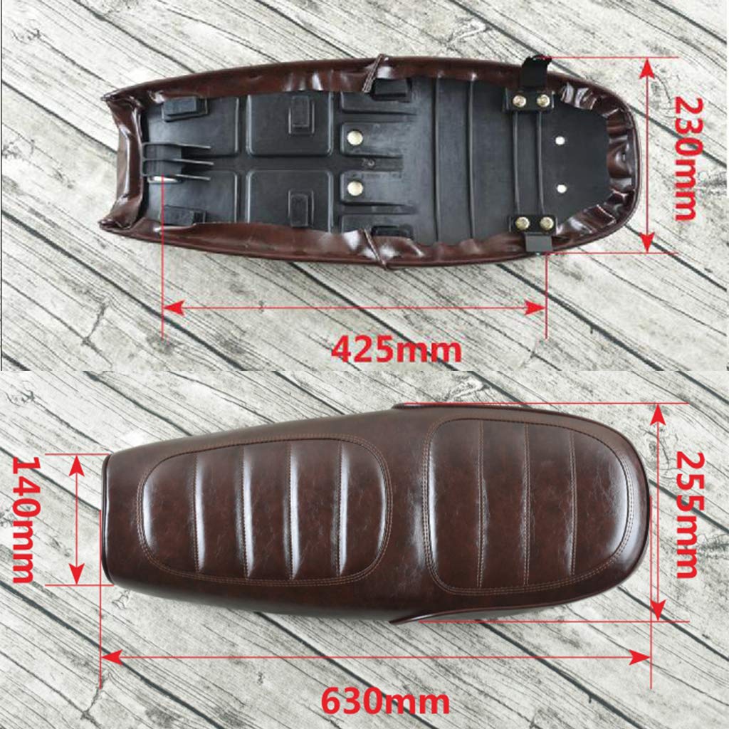 Selle Moto Cuir Siège Moto Plat Brat Westhen - Cuir Synthétique Noir Universel | Pour Kawasaki, Yamaha, Honda... Accessoire Moto