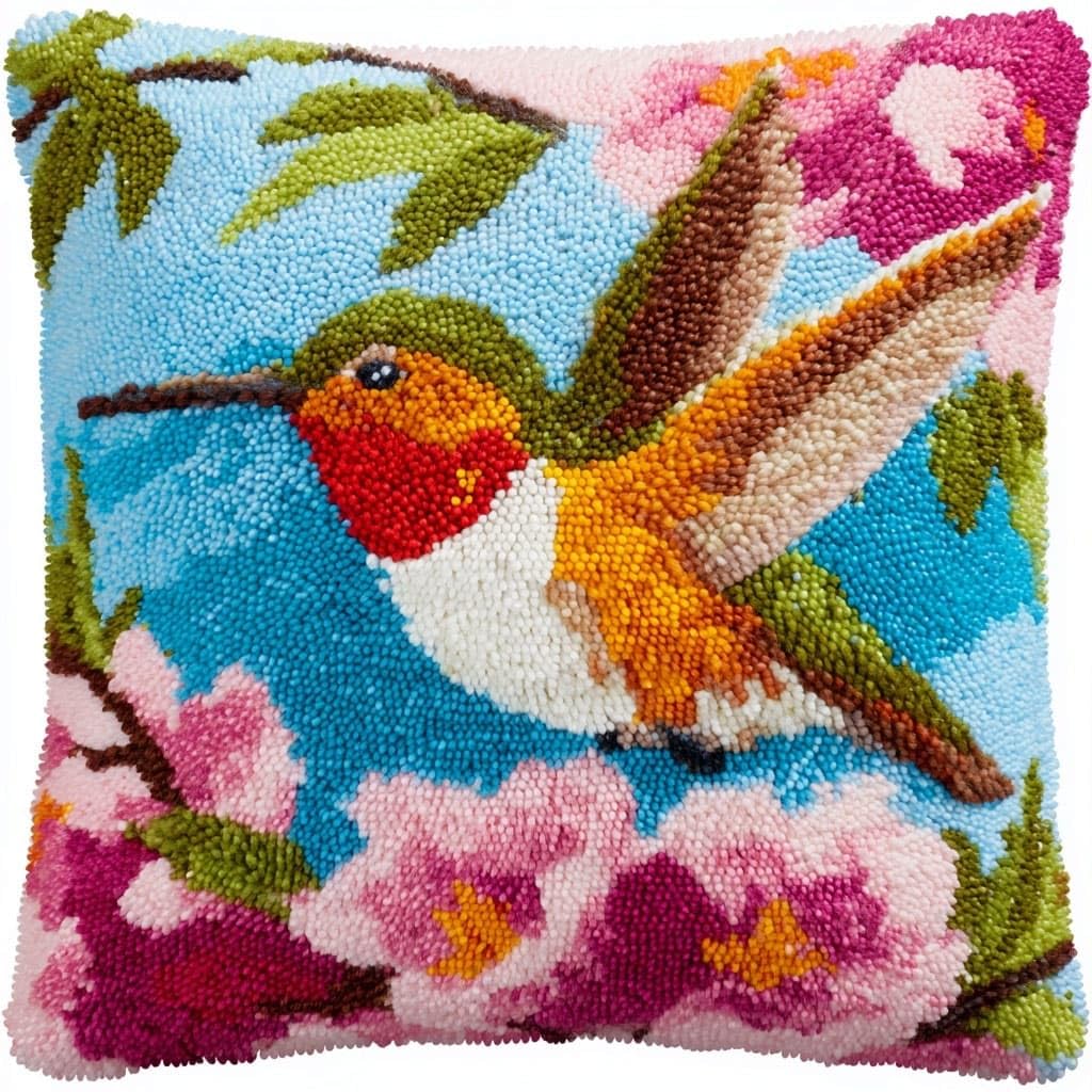 Henypt Latch Hook Kits Pillowcase Flowers and Birds